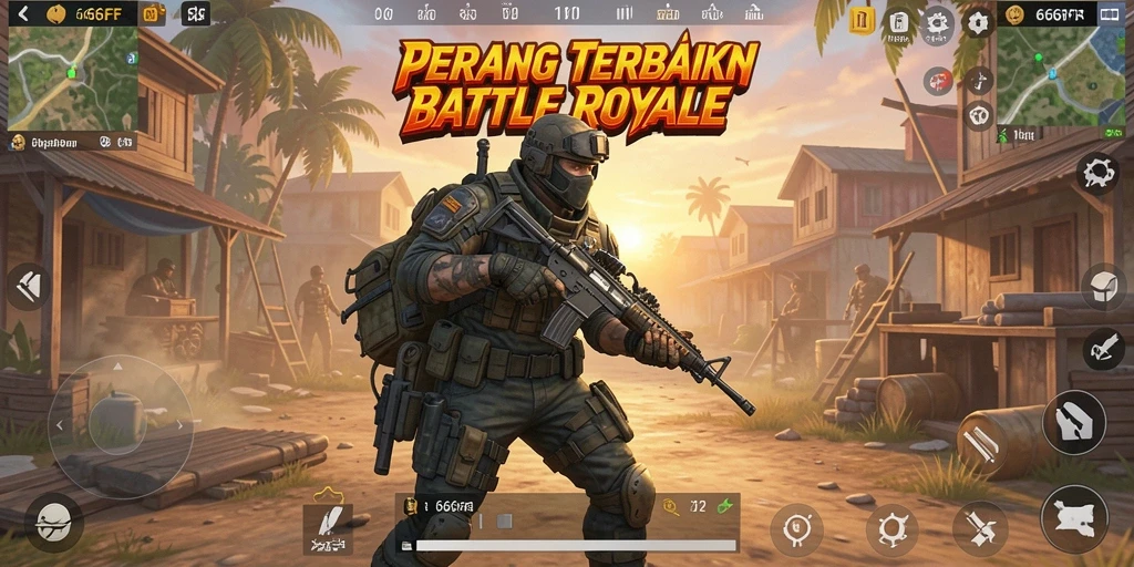 Tampilan gameplay dinamis di 666FF dalam mode Battle Royale.