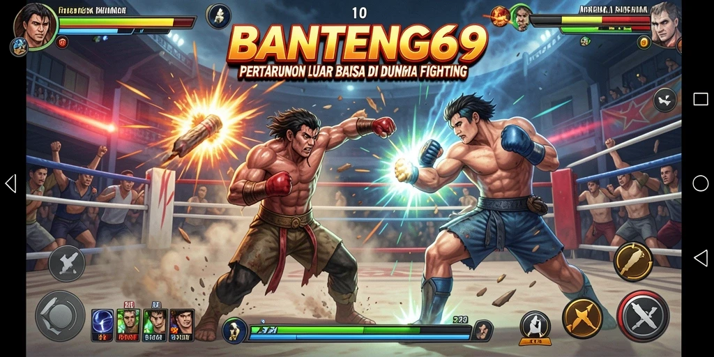 Tampilan gameplay intens dari pertarungan seru BANTENG69.