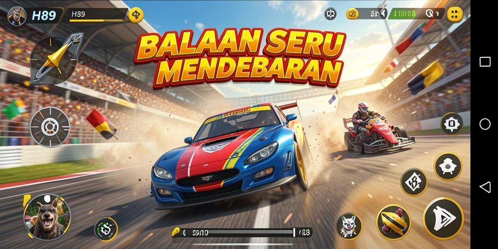 Gameplay balapan H89 dengan aksi dan kecepatan tinggi.