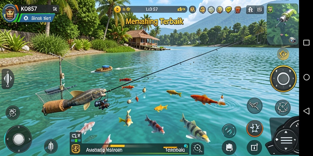 Gameplay KO857 menampilkan pengalaman memancing yang mendalam dan realistis.