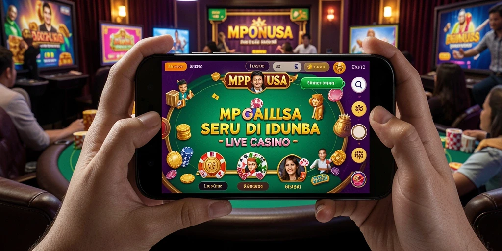 Screenshot gameplay MPONUSA menampilkan suasana Live Casino yang mengesankan.