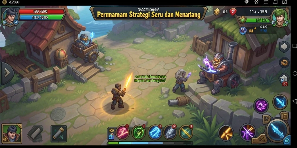 Tampilan gameplay <strong>REZEGO</strong> yang menegangkan dan strategis.