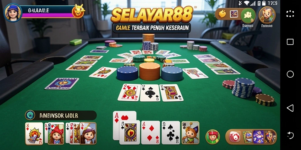 Screenshot gameplay dari aplikasi Gaple SELAYAR88 yang seru dan interaktif.