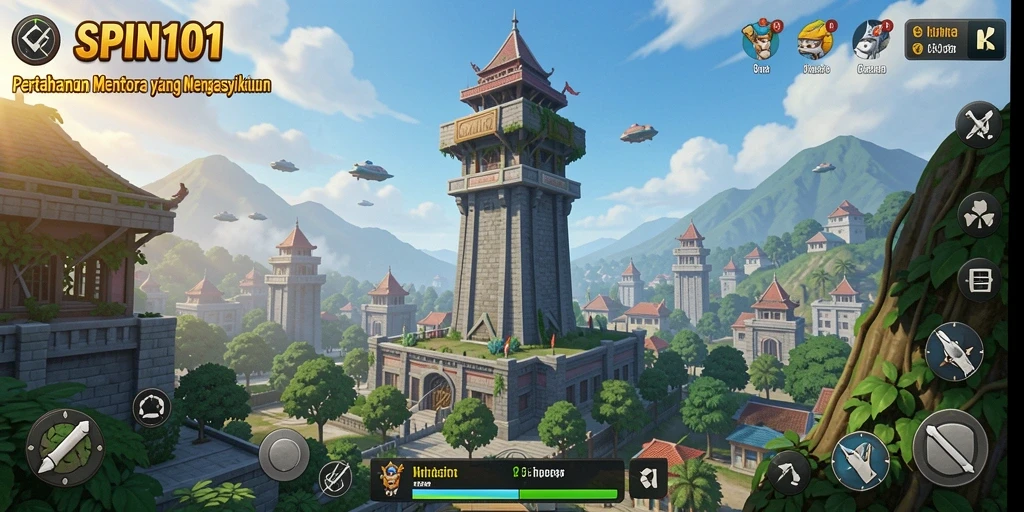 Tampilan gameplay menara dengan strategi pertahanan yang menarik.